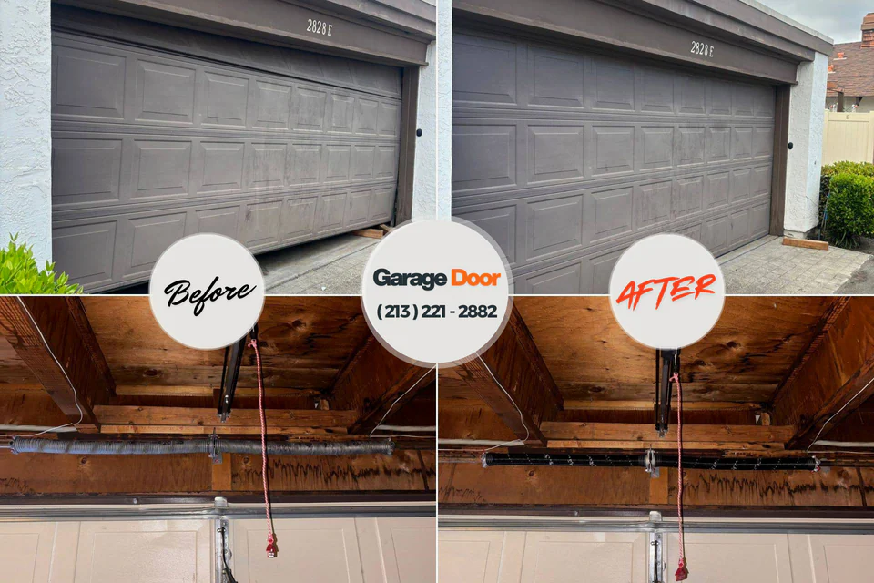 Before and after: garage door repair Huntersville, NC